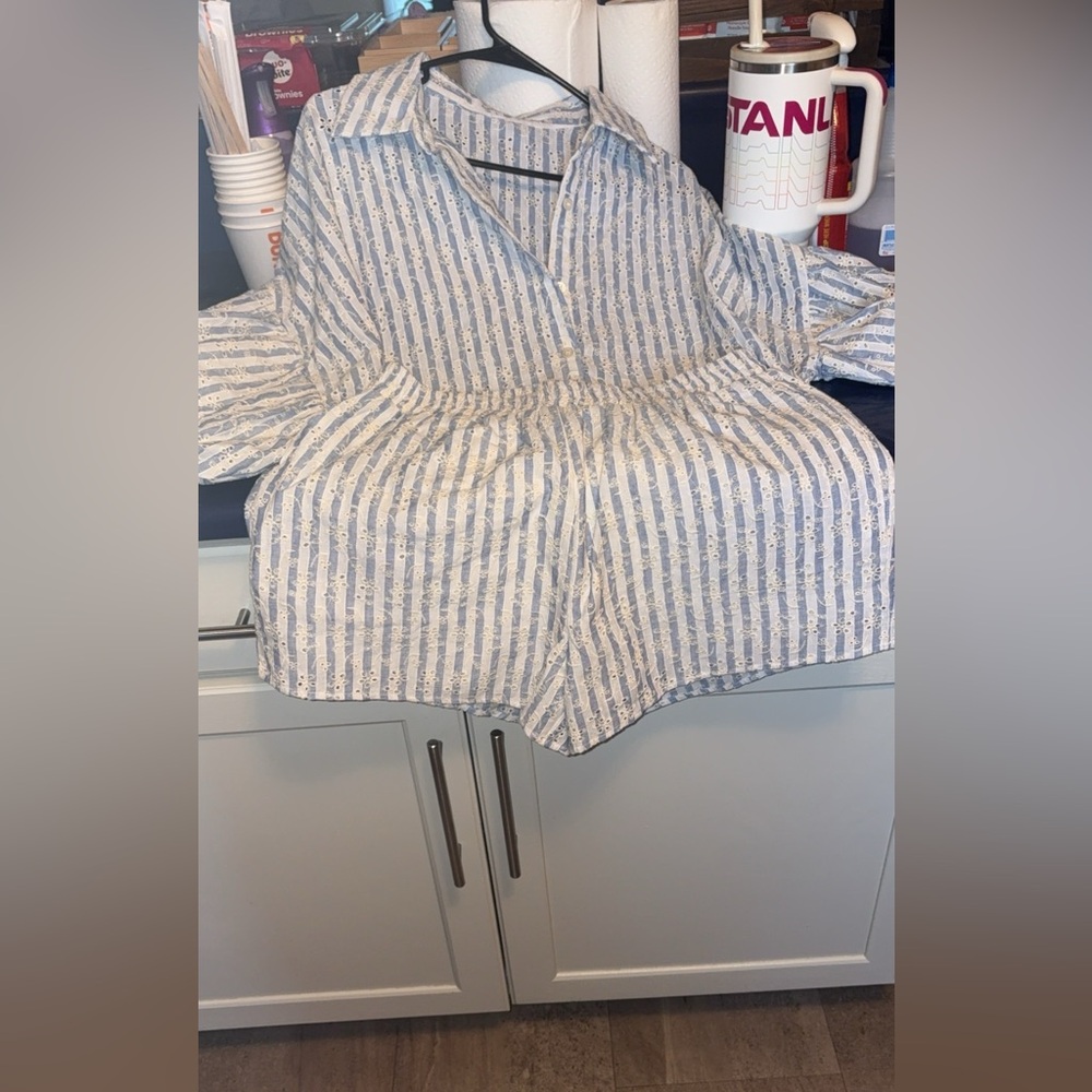 Striped Button-Up Romper